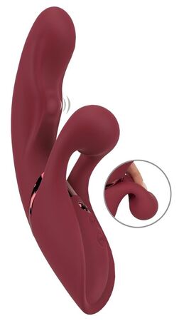 Малиновый вибратор-кролик с функцией постукивания 2 Function Rabbit Vibrator - 22,3 см.